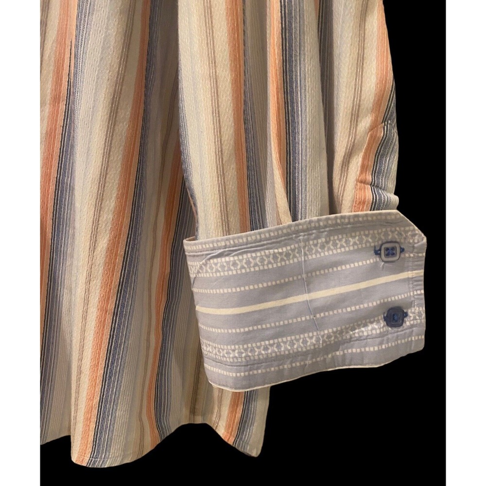 Luciano Visconti Uomo Mens Shirt Multi‎ Stripe Print Contrast Flip Cuff 3XL  EUC - Picture 3 of 5